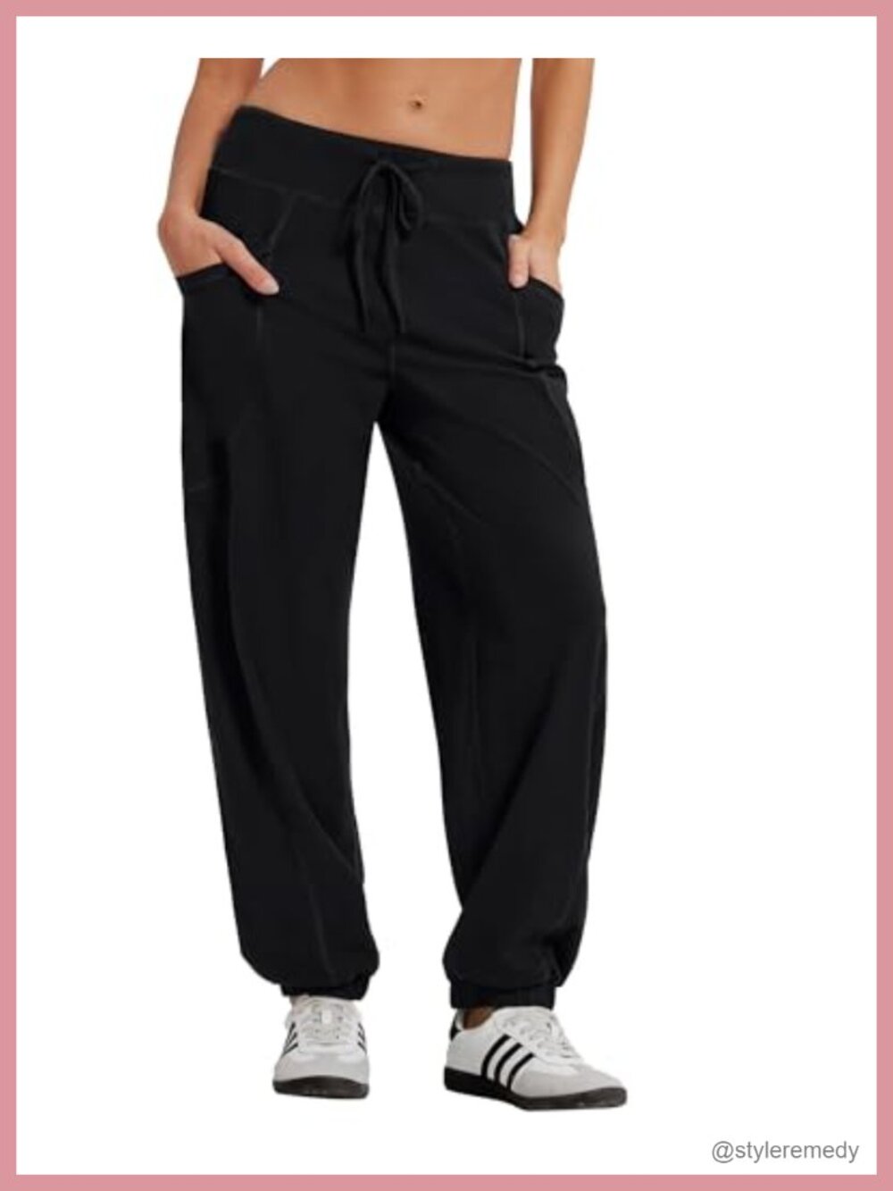 Women's Baggy Cotton Jogger Pants Elastic Cuff Drawstring Lounge Track Pants